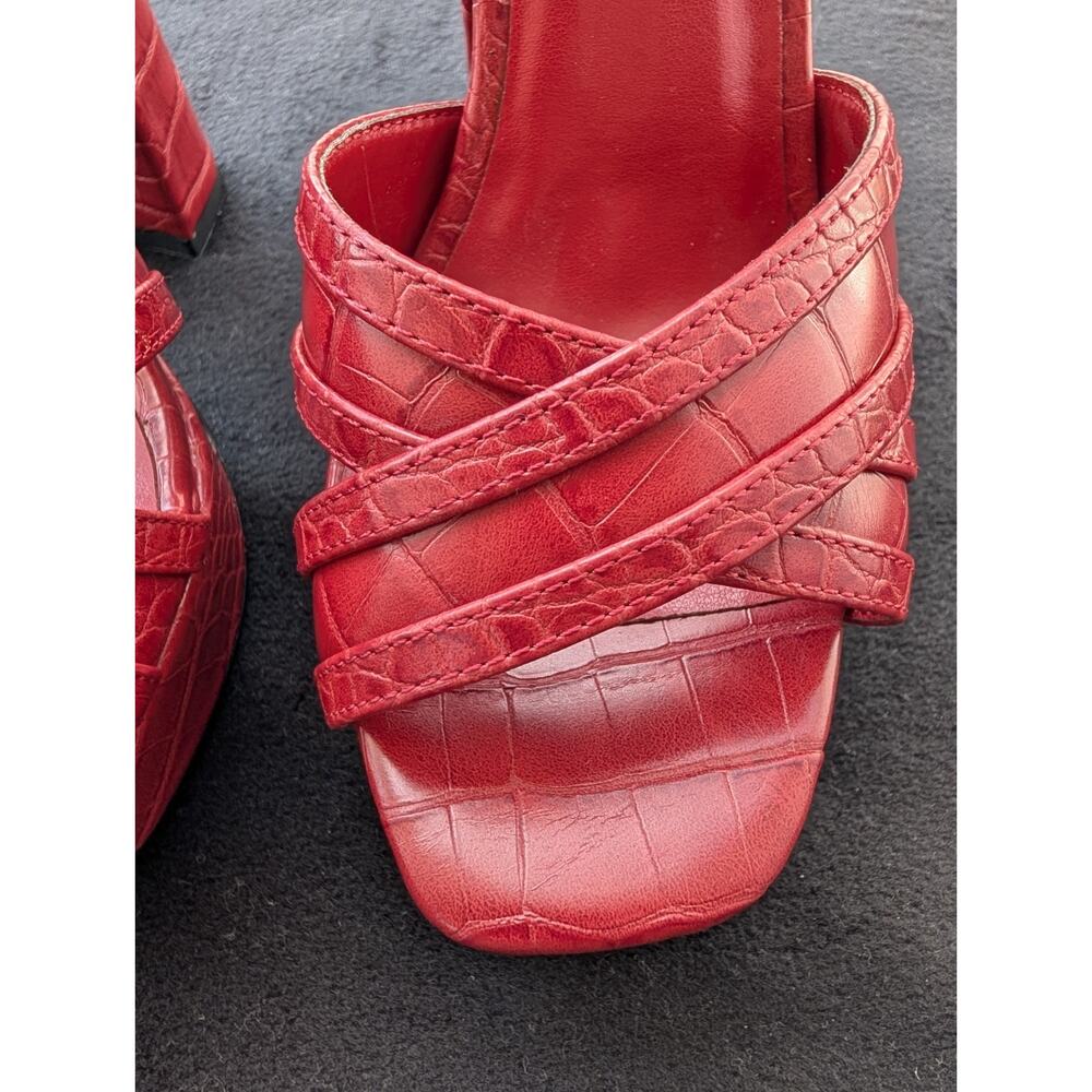 ALDO Women's Dwaurith Croc Embossed Block Heel Platform Sandals W7. 5 - Picture 5 of 9